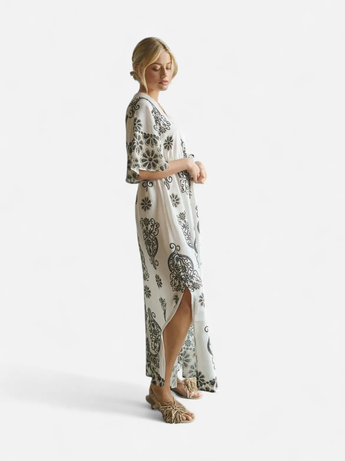 Isay mekko Ane Long Dress, ruskea kuosillinen