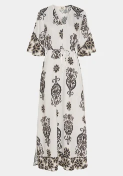 Isay mekko Ane Long Dress, ruskea kuosillinen