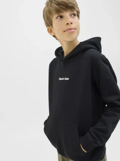 Jack and Jones Junior lasten huppari JORNORREBRO EMB SWEAT HOOD NOOS JNR, musta