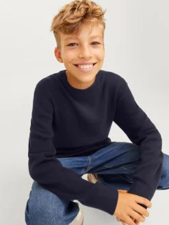 Jack and Jones Junior lasten neulepusero Blamilano Stitch Knit, tummansininen