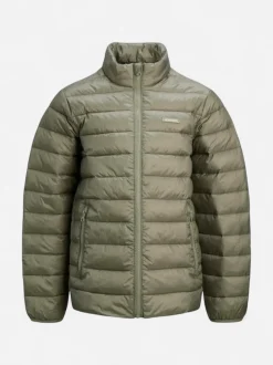 Jack and Jones Junior takki JJLOUIS LIGHT PUFFER COLLAR JNR, tummanvihreä
