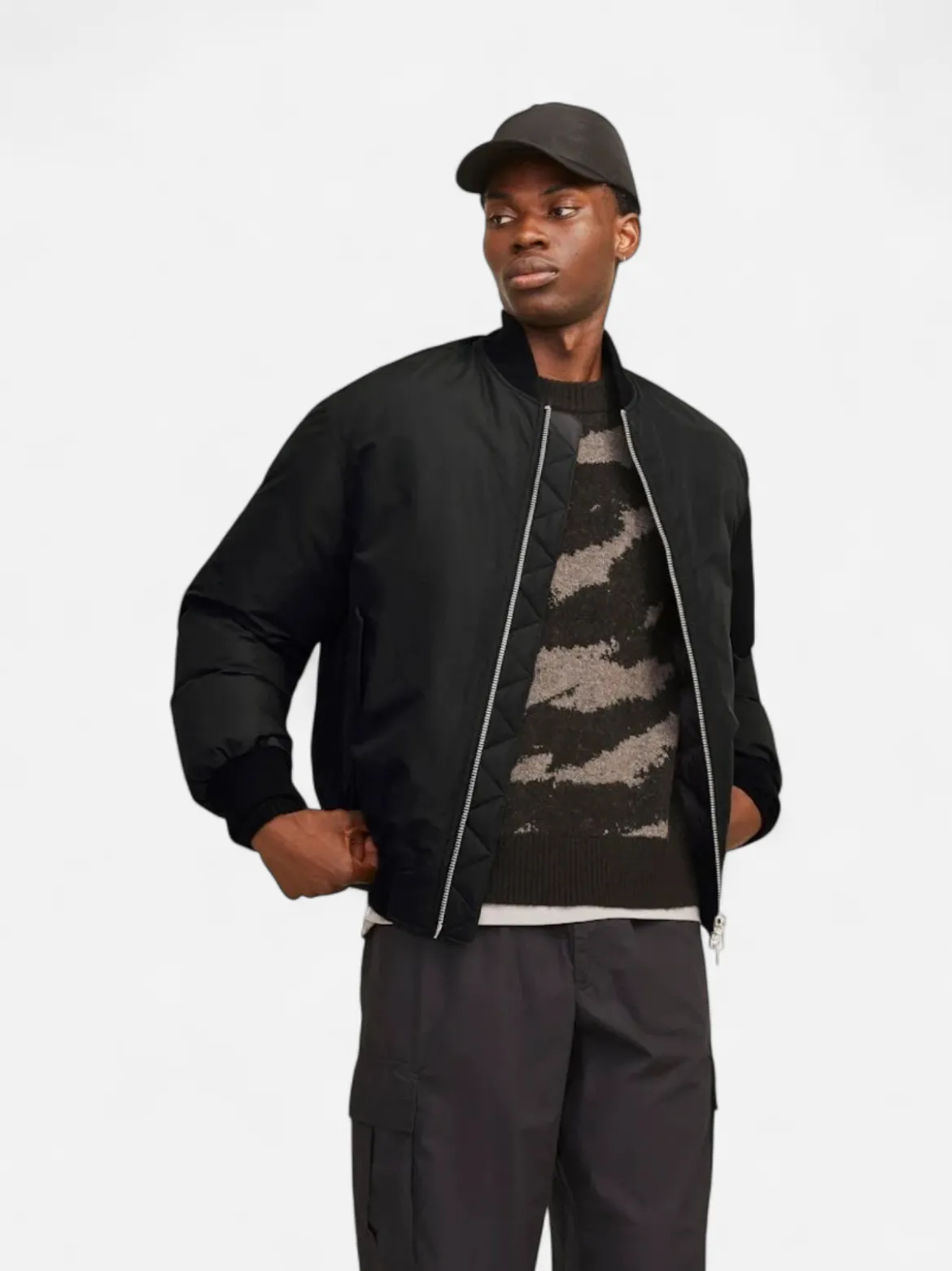 Jack and Jones miesten bombertakki, JCOKINETIC SOFT UTILITY BOMBER LN Black