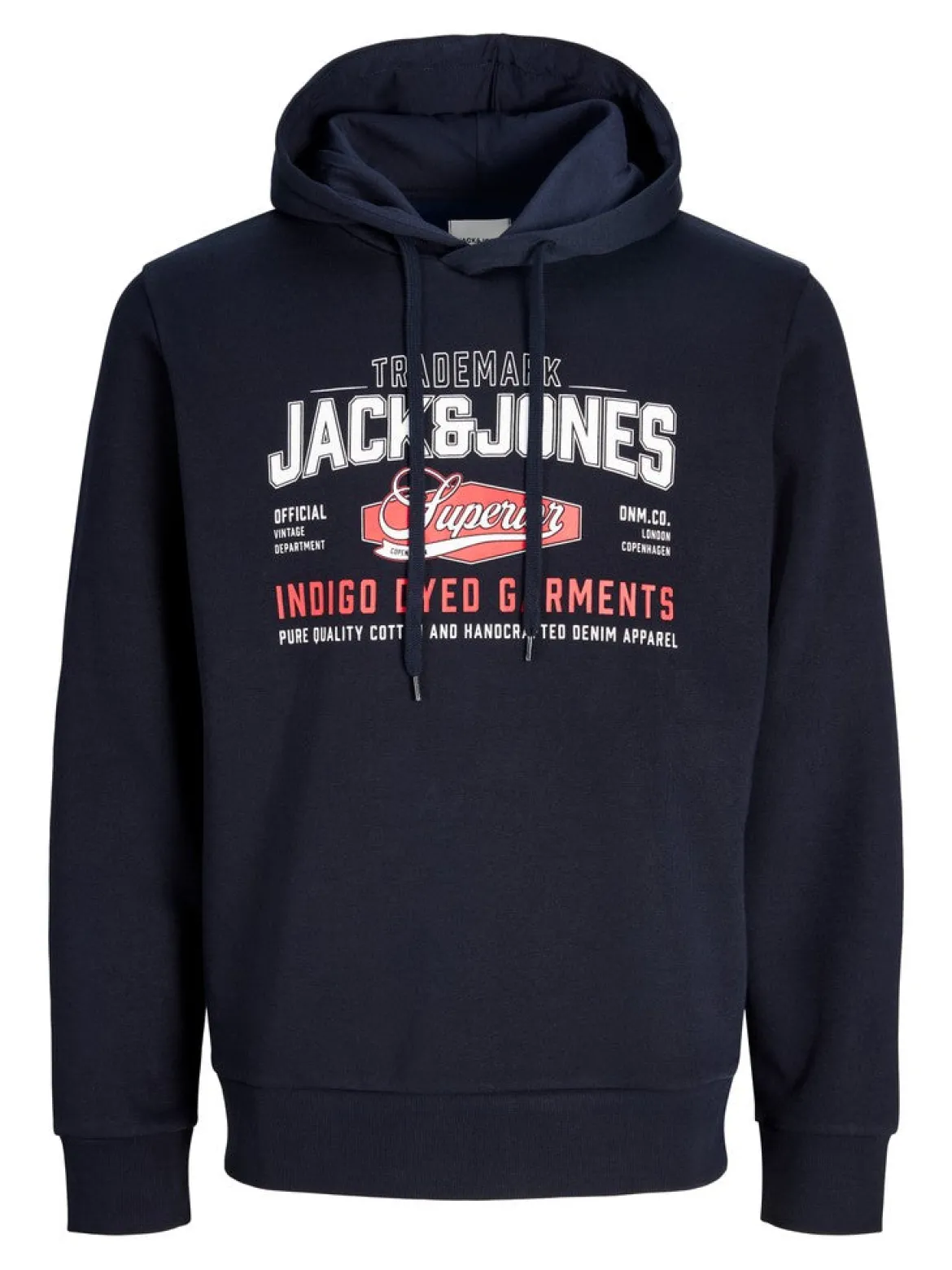 Jack and Jones miesten huppari Logo Sweat Hood, Navy Blazer