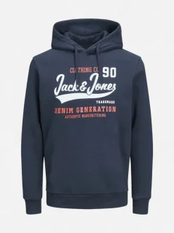 Jack and Jones Miesten Huppari, JJELOGO SWEAT HOOD Navy Blazer