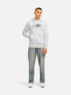 Jack and Jones miesten huppari, JORPORTLAND BLOCK SWEAT HOOD LN Vaaleanharmaa