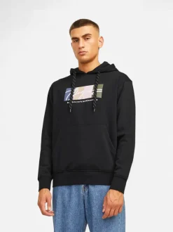 Jack and Jones miesten huppari, JORPORTLAND BLOCK SWEAT HOOD LN Black