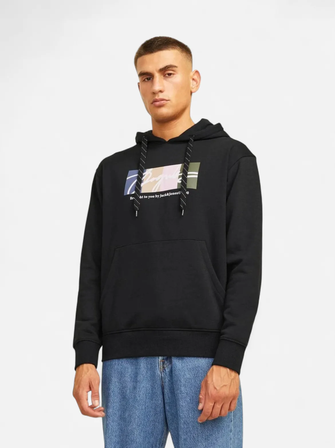 Jack and Jones miesten huppari, JORPORTLAND BLOCK SWEAT HOOD LN Black