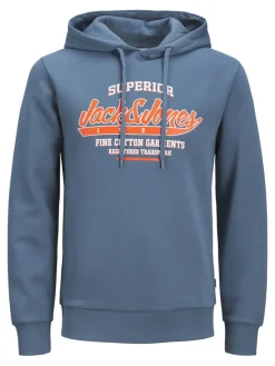 Jack and Jones Miesten Huppari, JJELOGO SWEAT HOODIE NOOS Oceanview