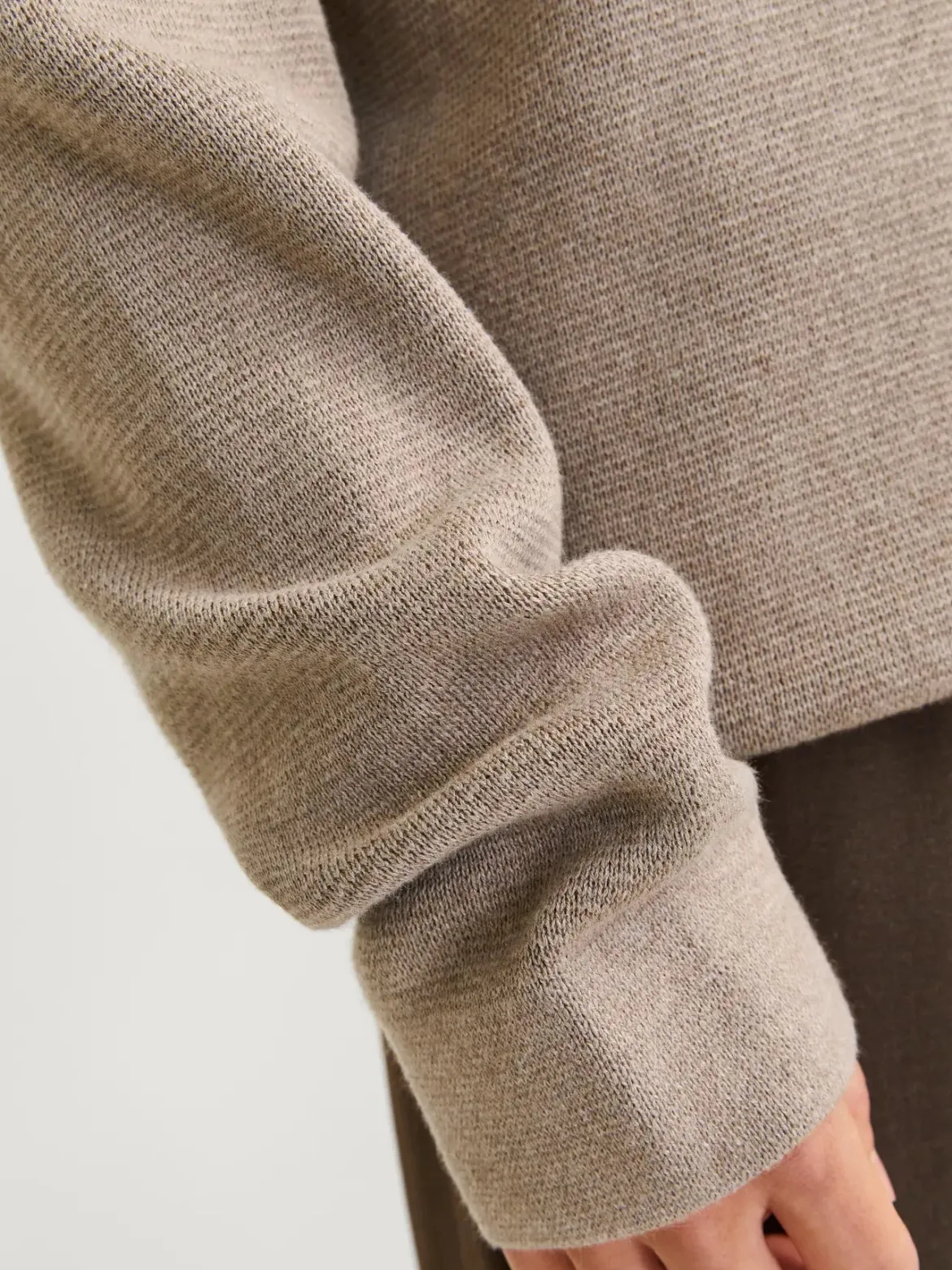 Jack and Jones miesten neulepusero Milano Stitch Crew Neck, Greige Melange