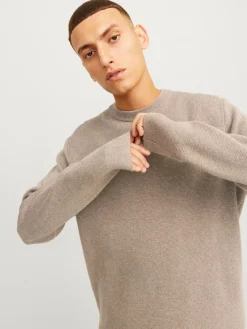 Jack and Jones miesten neulepusero Milano Stitch Crew Neck, Greige Melange