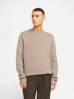 Jack and Jones miesten neulepusero Milano Stitch Crew Neck, Greige Melange
