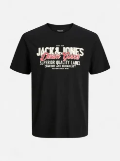 Jack and Jones miesten t-paita, JJELOGO TEE SS O-NECK 2 COL AW25 SN Black