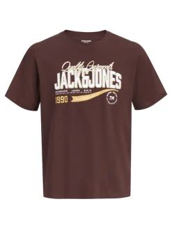 Jack and Jones miesten T-paita Logo Tee O-neck, Bitter Chocolate