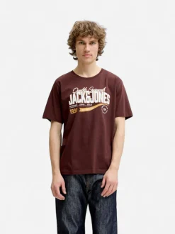 Jack and Jones miesten T-paita Logo Tee O-neck, Bitter Chocolate