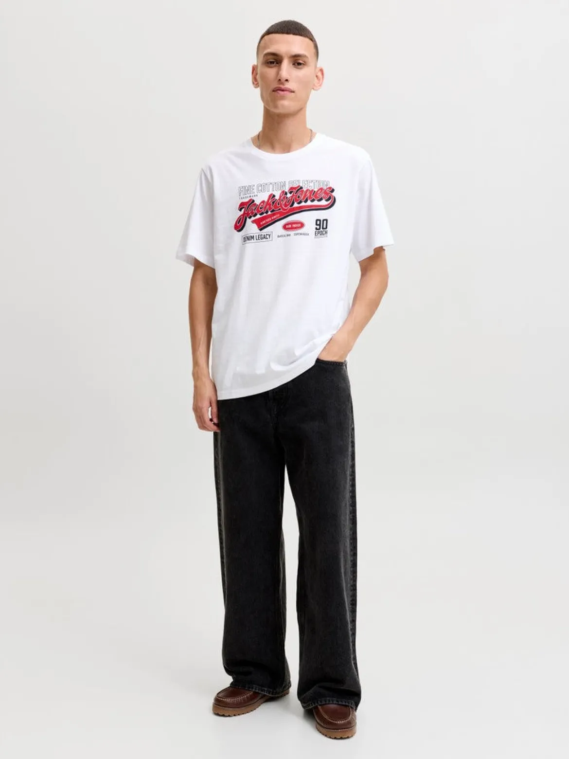 Jack and Jones miesten T-paita Logo Tee O-neck, valkoinen