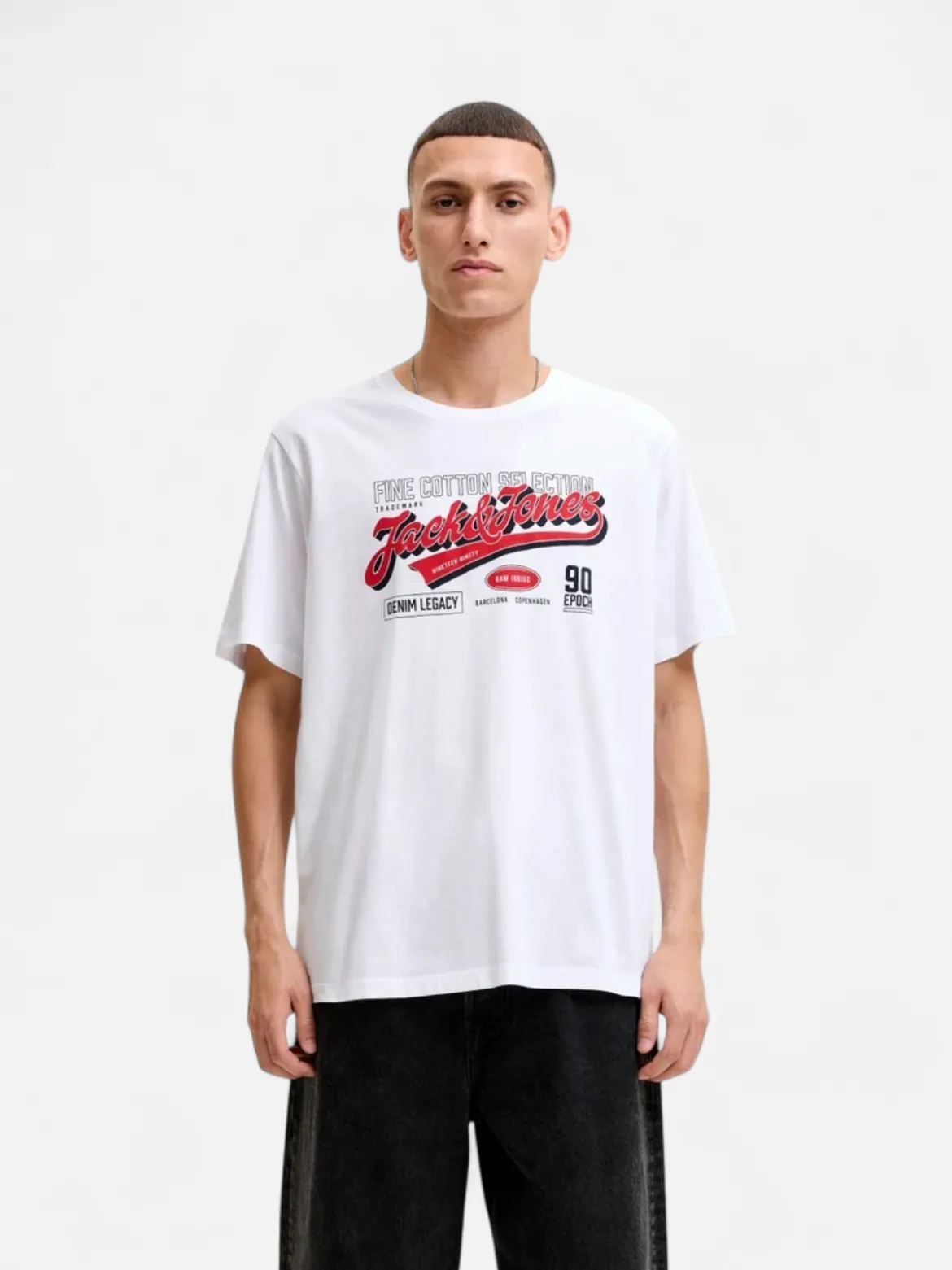 Jack and Jones miesten T-paita Logo Tee O-neck, valkoinen