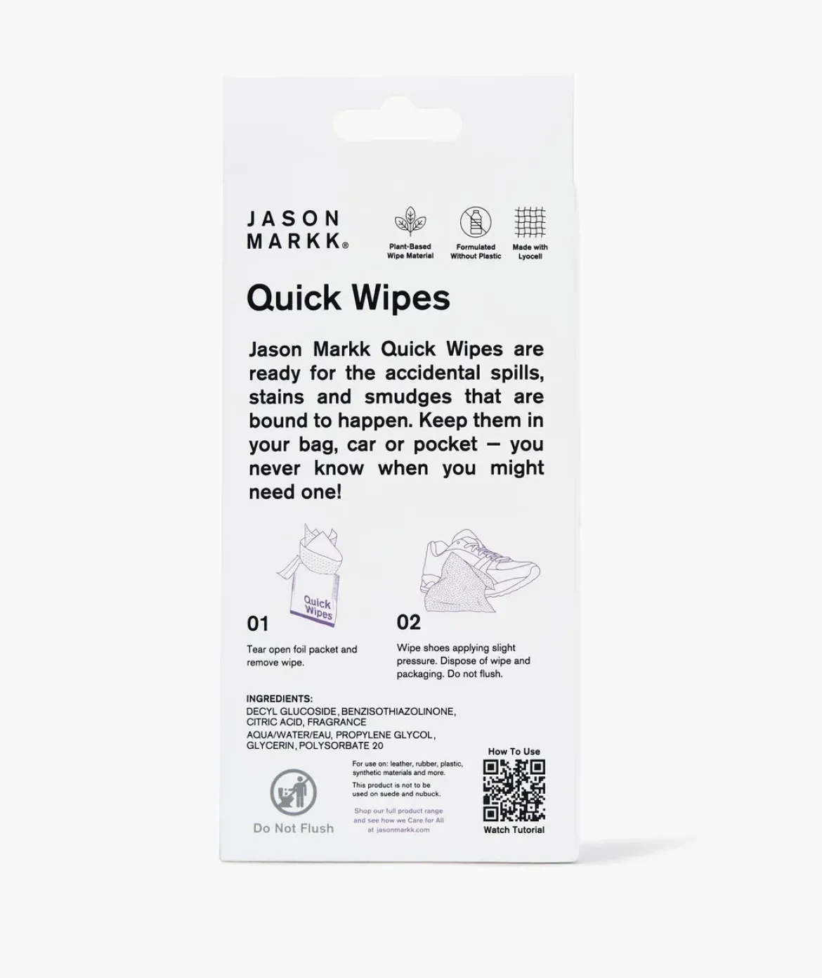 Jason Markk kenkien puhdistusliinat Shoe Cleaning Quick Wipes