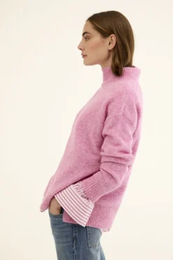 JcSophie naisten neulepusero Krista polo sweater, vaaleanpunainen