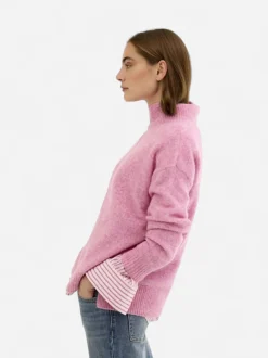 JcSophie naisten neulepusero Krista polo sweater, vaaleanpunainen