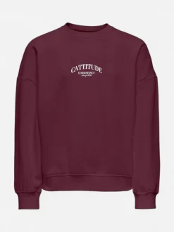 Kids Only lasten collegepaita Kogbila Print O-Neck Sweat Noos, viininpunainen