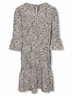 Kids Only lasten mekko, KOGGLOW LIFE ALBERTE 3/4 DRESS AOP Valkopohjainen Kuosi
