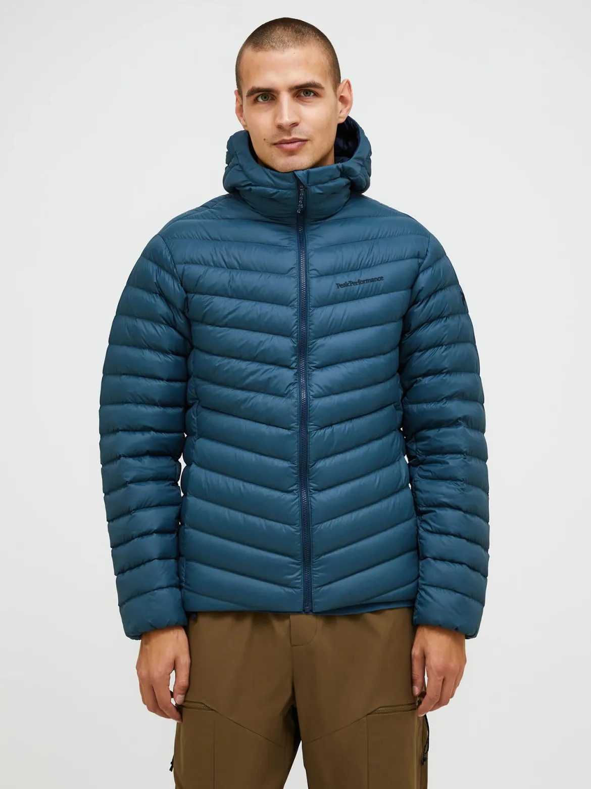 K M FROST DOWN HOOD JACKET PETROOLINSININEN