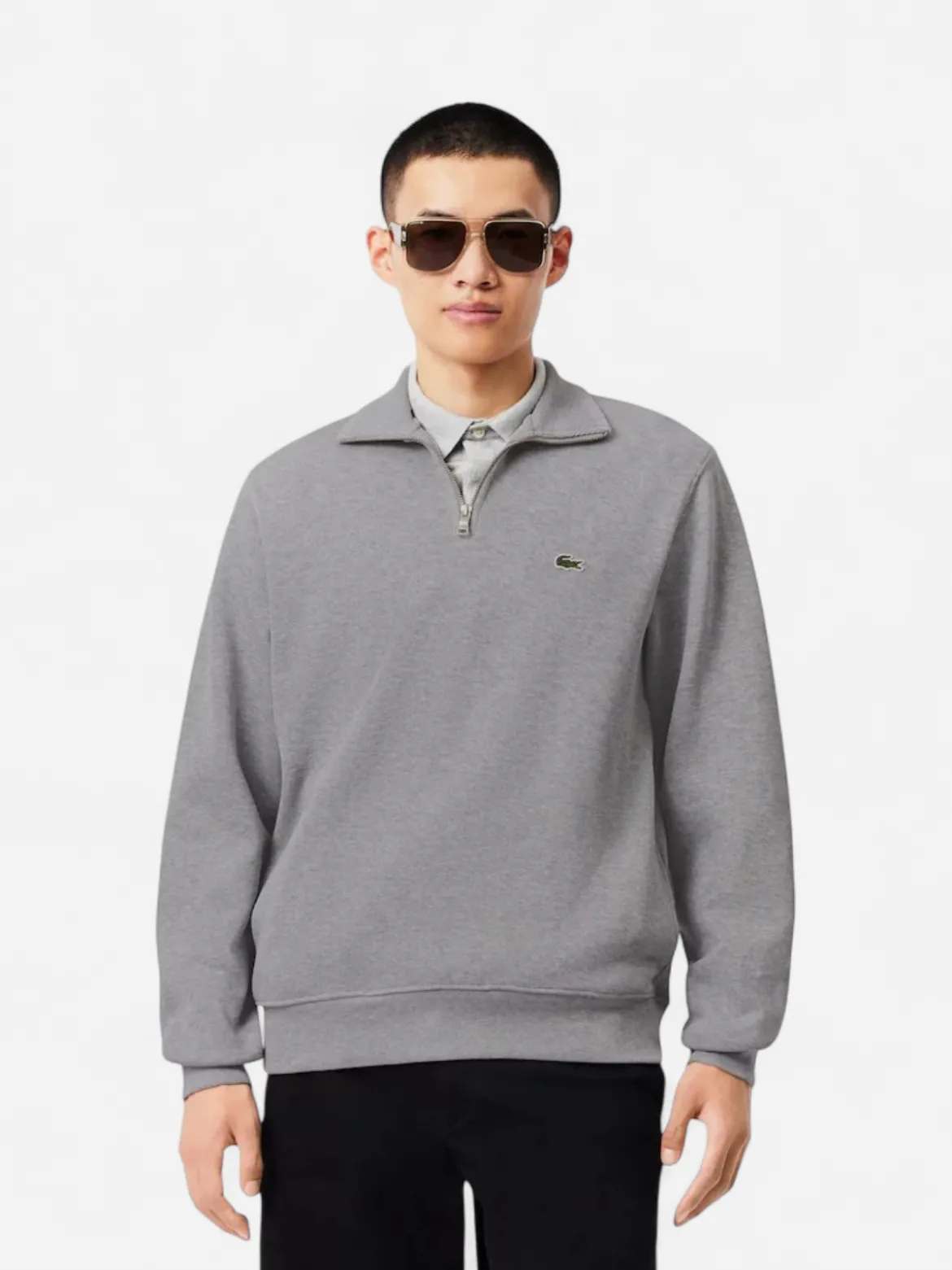 Lacoste miesten collegepaita High Neck Zipped Sweatshirt, harmaa