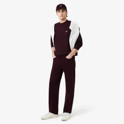 Lacoste miesten collegepaita Classic Fit Cotton Fleece Sweatshirt, tumma luumunpunainen