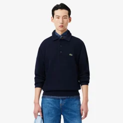Lacoste miesten collegepaita Classic Fit Polo Collar Ribbed Sweater, tummansininen