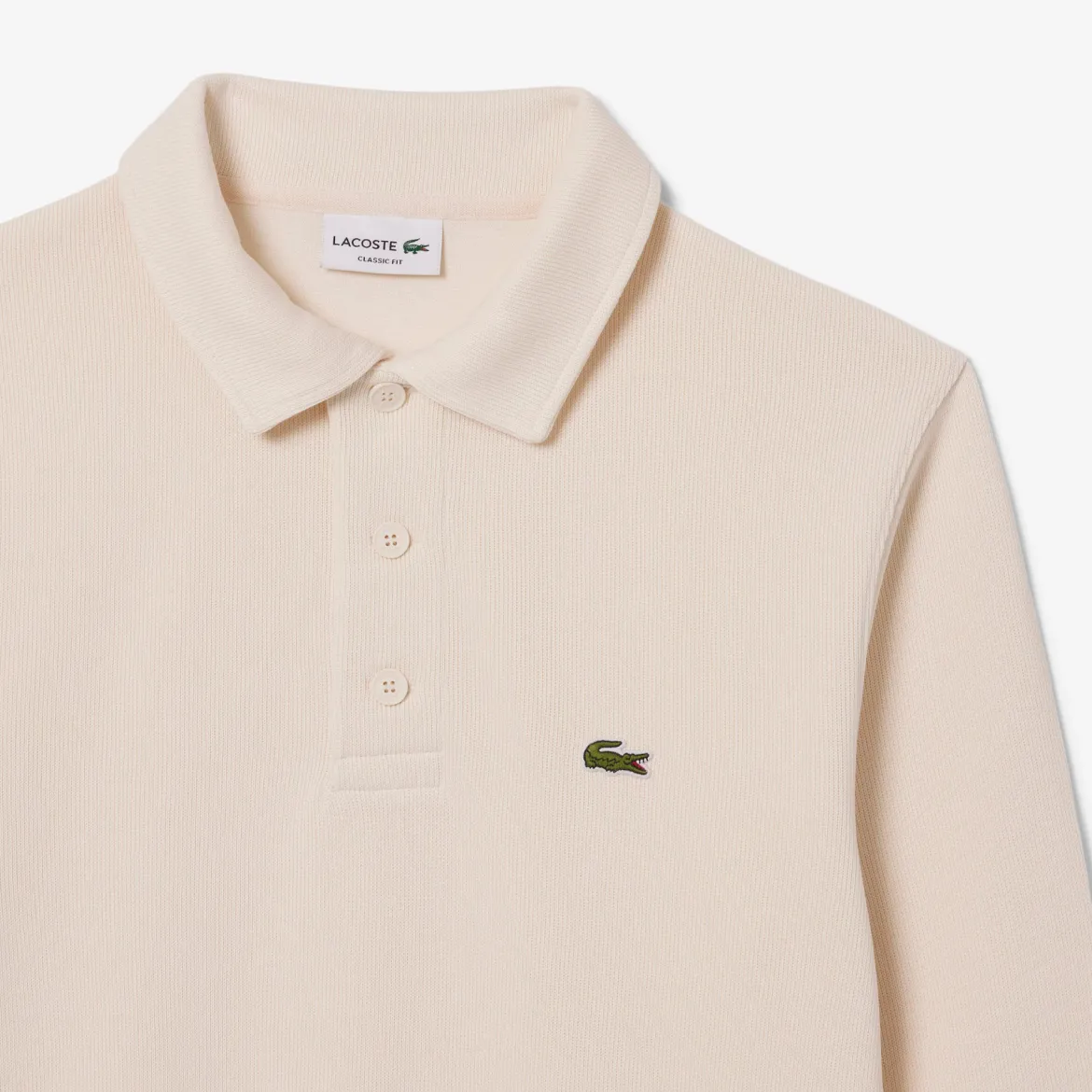 Lacoste miesten collegepaita Classic Fit Polo Collar Ribbed Sweater, luonnonvalkoinen