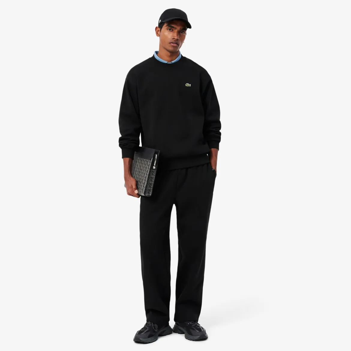 Lacoste miesten collegepaita Cotton Fleece Sweatshirt, musta