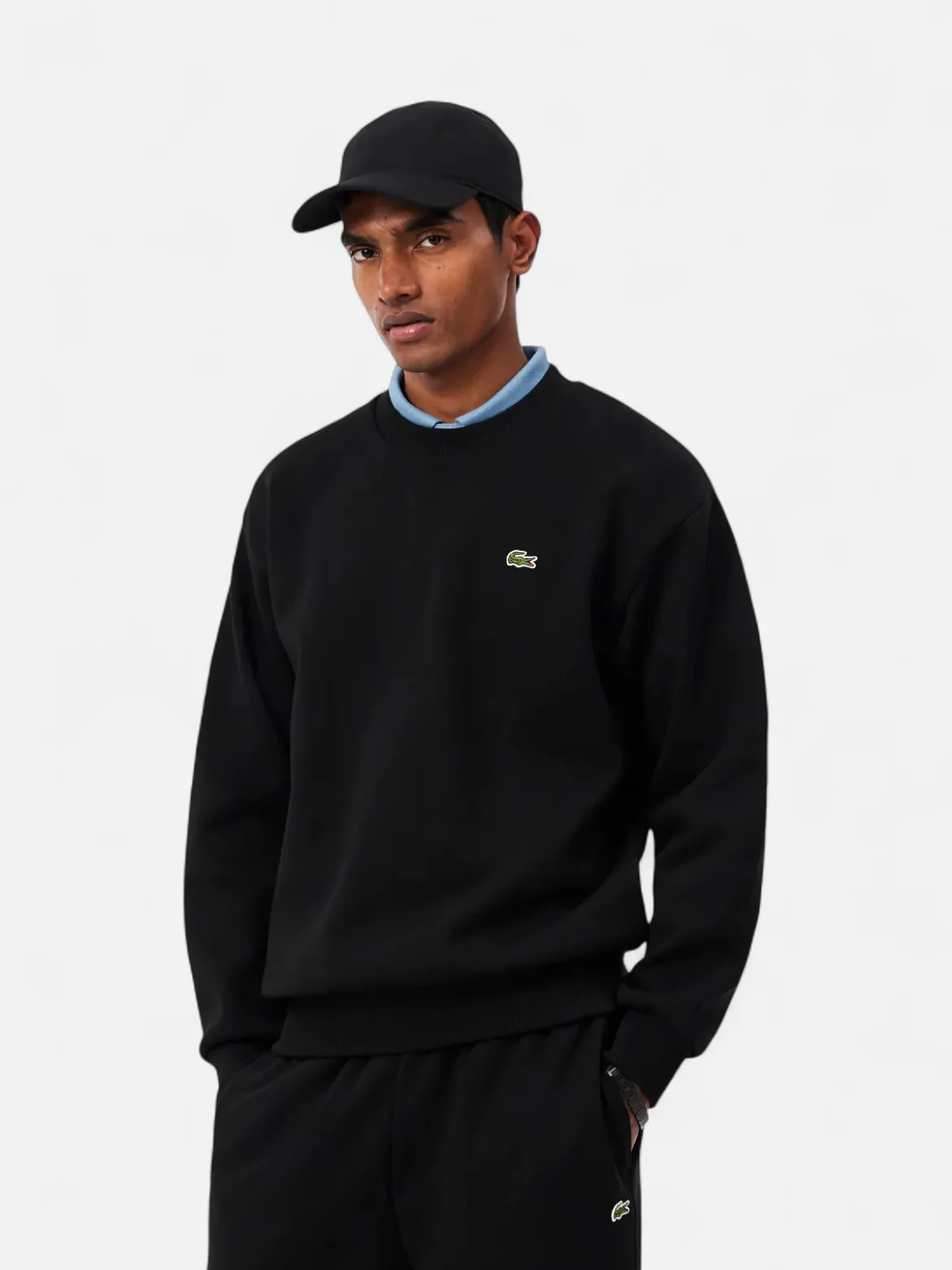 Lacoste miesten collegepaita Cotton Fleece Sweatshirt, musta