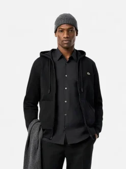 Lacoste Miesten Huppari, LACOSTE REGULAR FIT BRUSHED ZIPPERED Musta