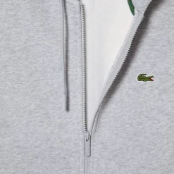 Lacoste Miesten Huppari, LACOSTE REGULAR FIT BRUSHED ZIPPERED Vaaleanharmaa Melee