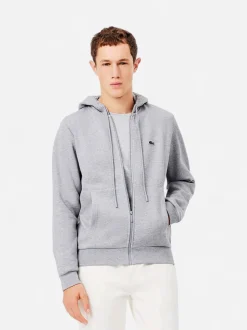 Lacoste Miesten Huppari, LACOSTE REGULAR FIT BRUSHED ZIPPERED Vaaleanharmaa Melee