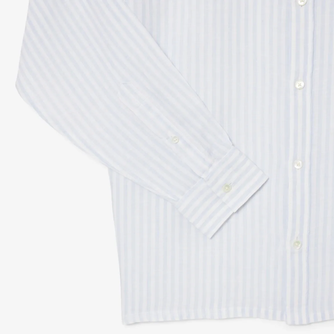 Lacoste miesten kauluspaita Reg Fit Striped Linen Shirt, raidallinen sininen