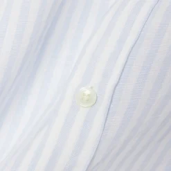Lacoste miesten kauluspaita Reg Fit Striped Linen Shirt, raidallinen sininen