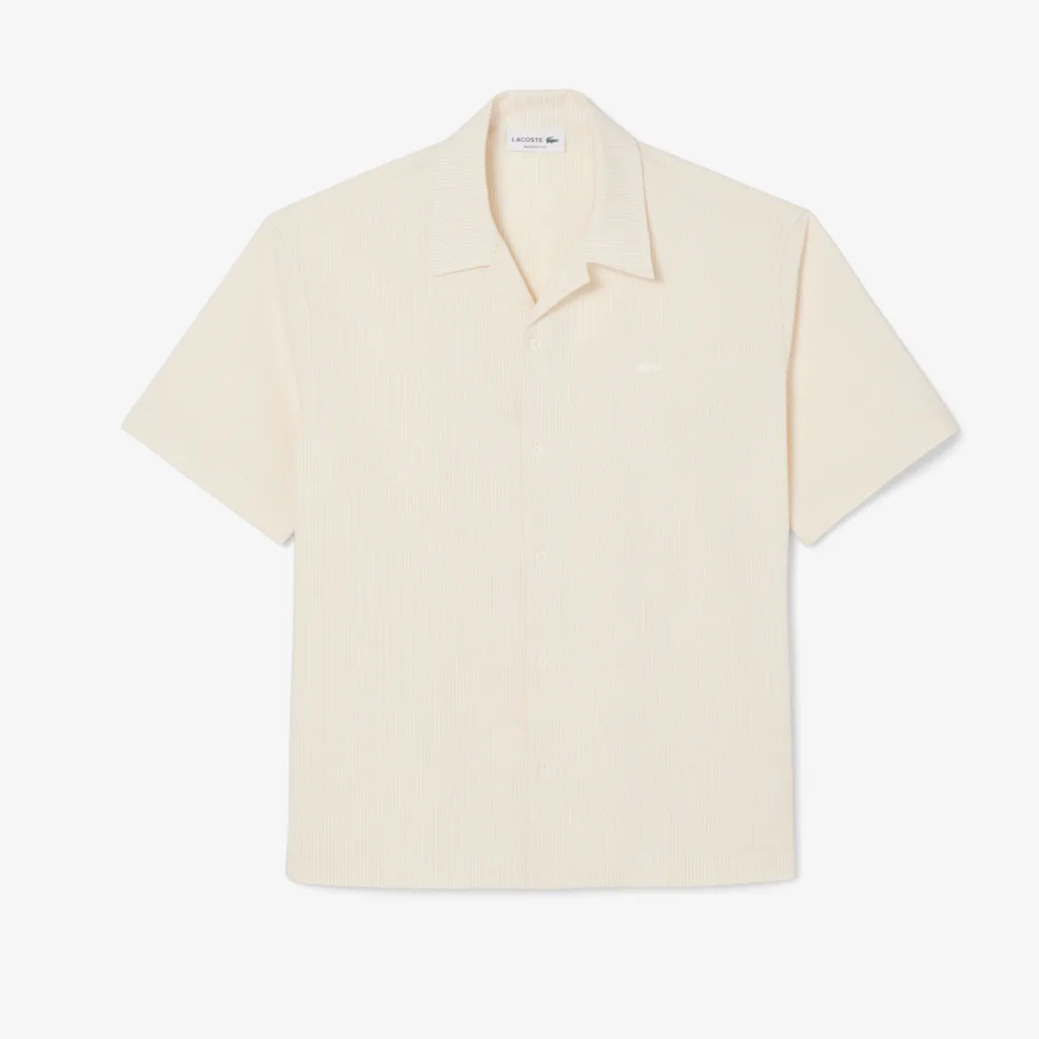 Lacoste miesten lyhythihainen kauluspaita Relaxed Fit Waffle Texture Shirt, valkoinen