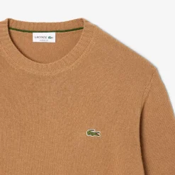 Lacoste miesten neulepusero K MONOCHROME CARDED WOOL NECK SWEATER, kameli
