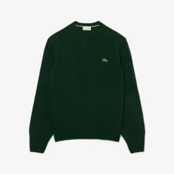 Lacoste miesten neulepusero Monochrome Wool Crew Neck Sweater, tummanvihreä
