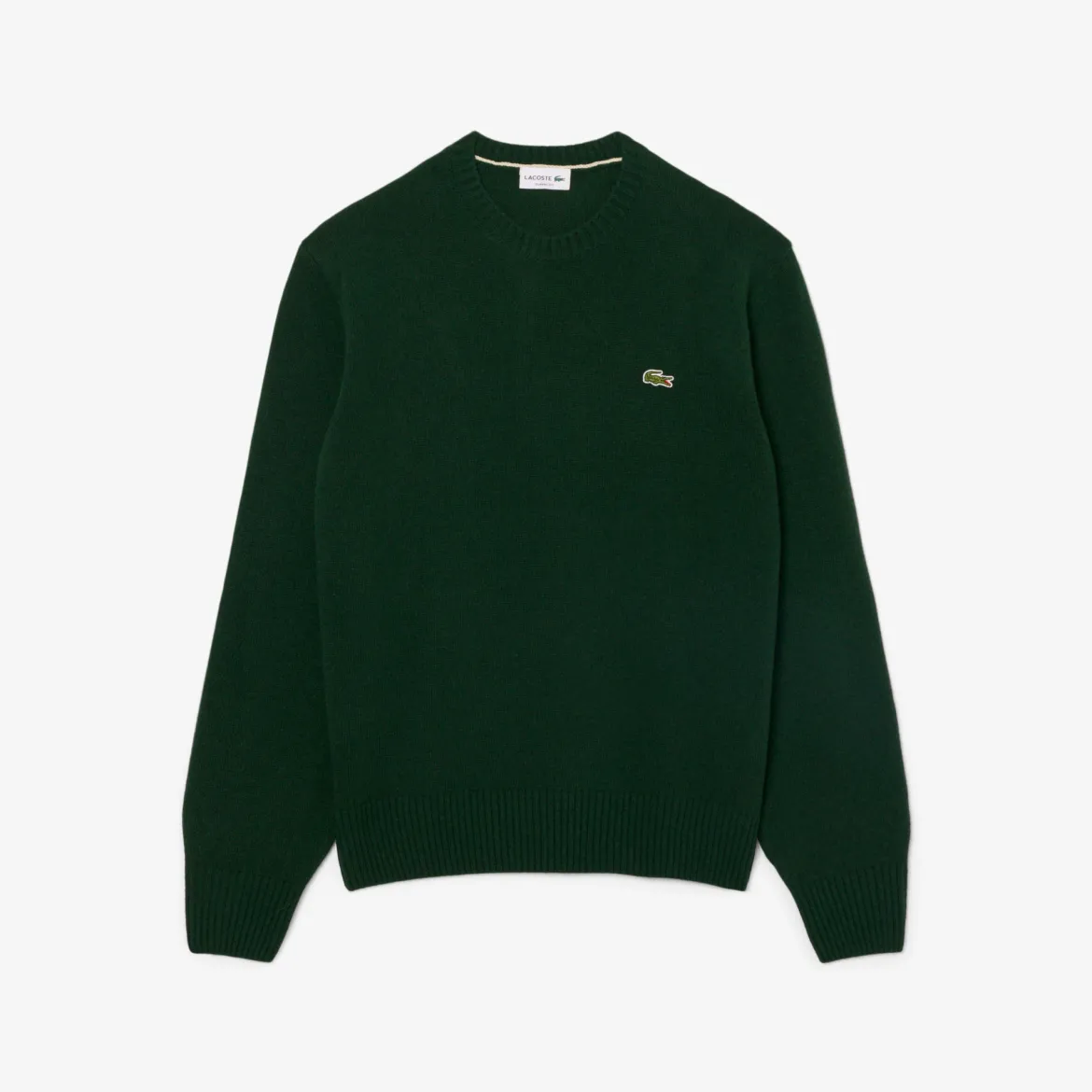 Lacoste miesten neulepusero Monochrome Wool Crew Neck Sweater, tummanvihreä
