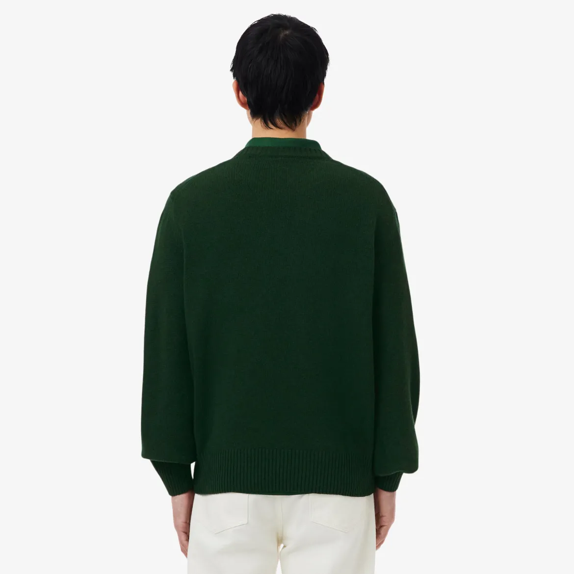 Lacoste miesten neulepusero Monochrome Wool Crew Neck Sweater, tummanvihreä