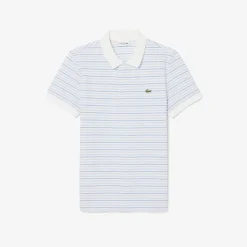 Lacoste miesten pikeepaita Striped Mini Piqué Polo, raidallinen valkoinen