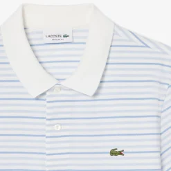 Lacoste miesten pikeepaita Striped Mini Piqué Polo, raidallinen valkoinen