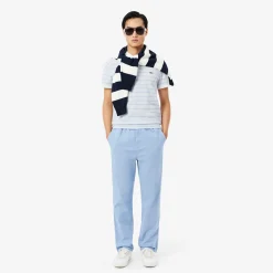 Lacoste miesten pikeepaita Striped Mini Piqué Polo, raidallinen valkoinen