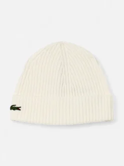 Lacoste miesten pipo, LACOSTE SOFT WOOL RIBBED BEANIE Luonnonvalkoinen