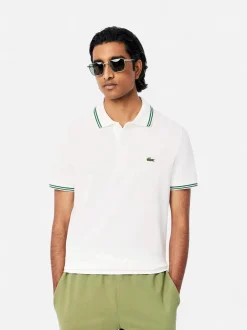 lacosten miesten pikeepaita, RIBBED COLLAR SHIRT Valkoinen