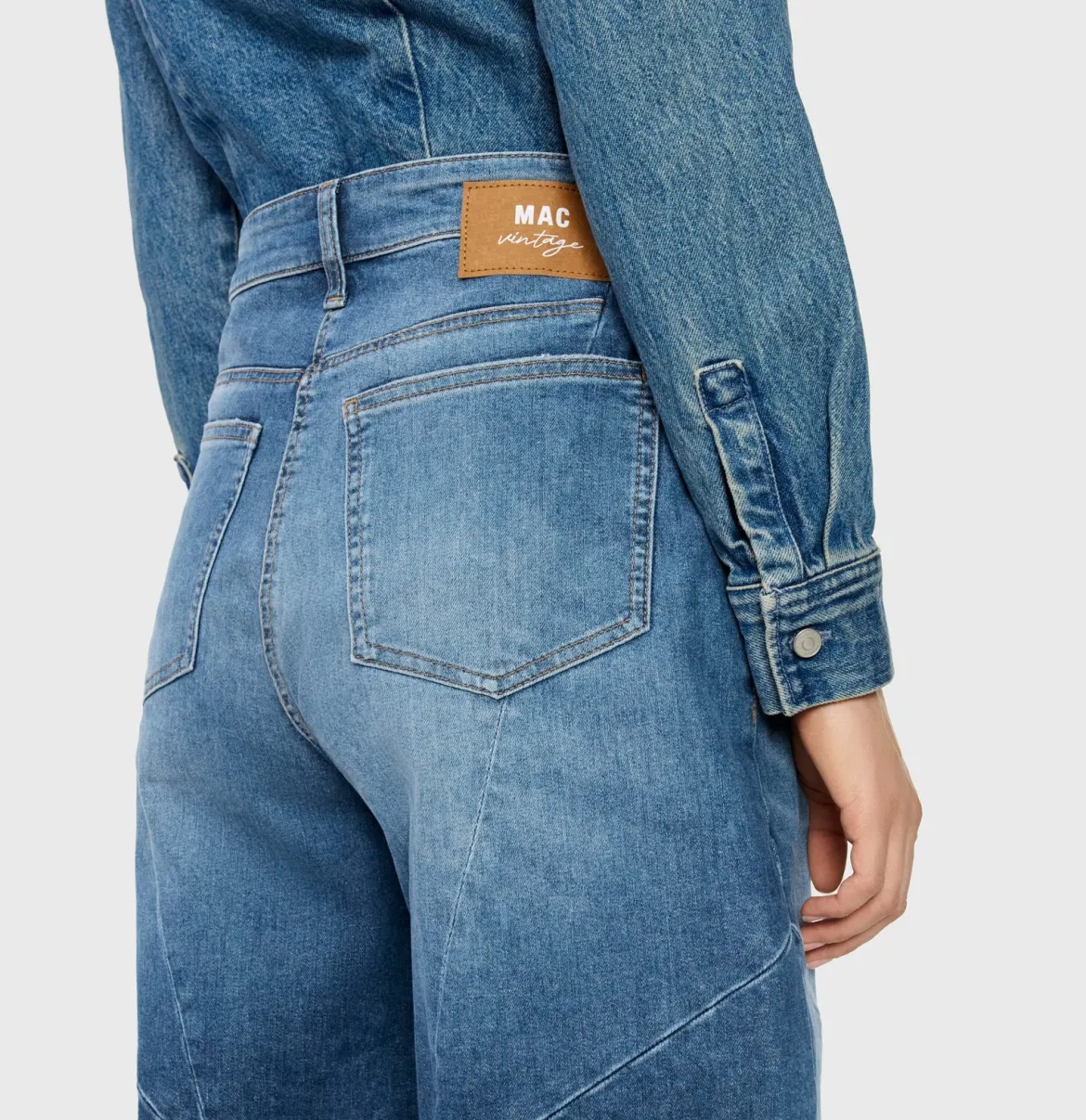 Mac naisten farkut Dakota Barrel Seam, sininen, indigo