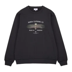 Makia miesten collegepaita Eagle Sweatshirt, hiilenmusta