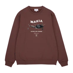 Makia miesten collegepaita Loon Sweatshirt, tummanruskea